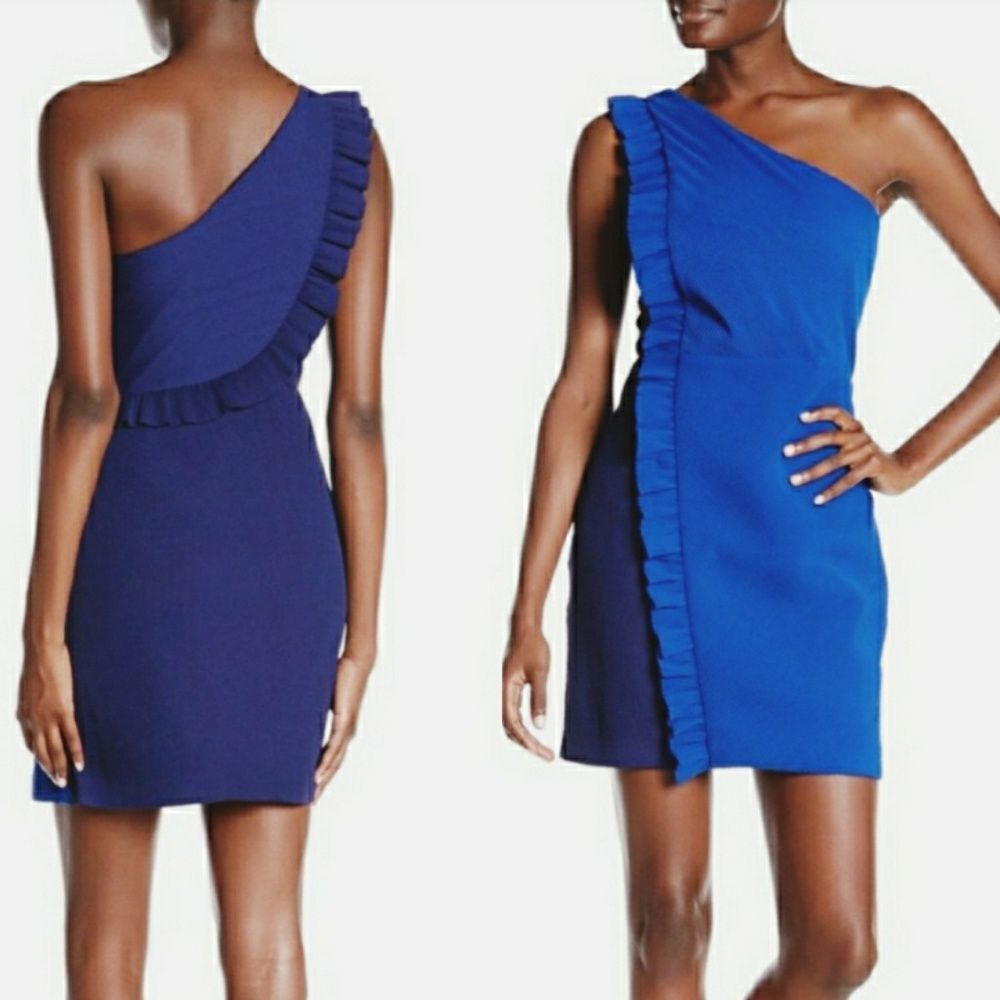 Sandro Two-tone One shoulder Ribbed Dress USA 6-8 - Picture 4 of 8